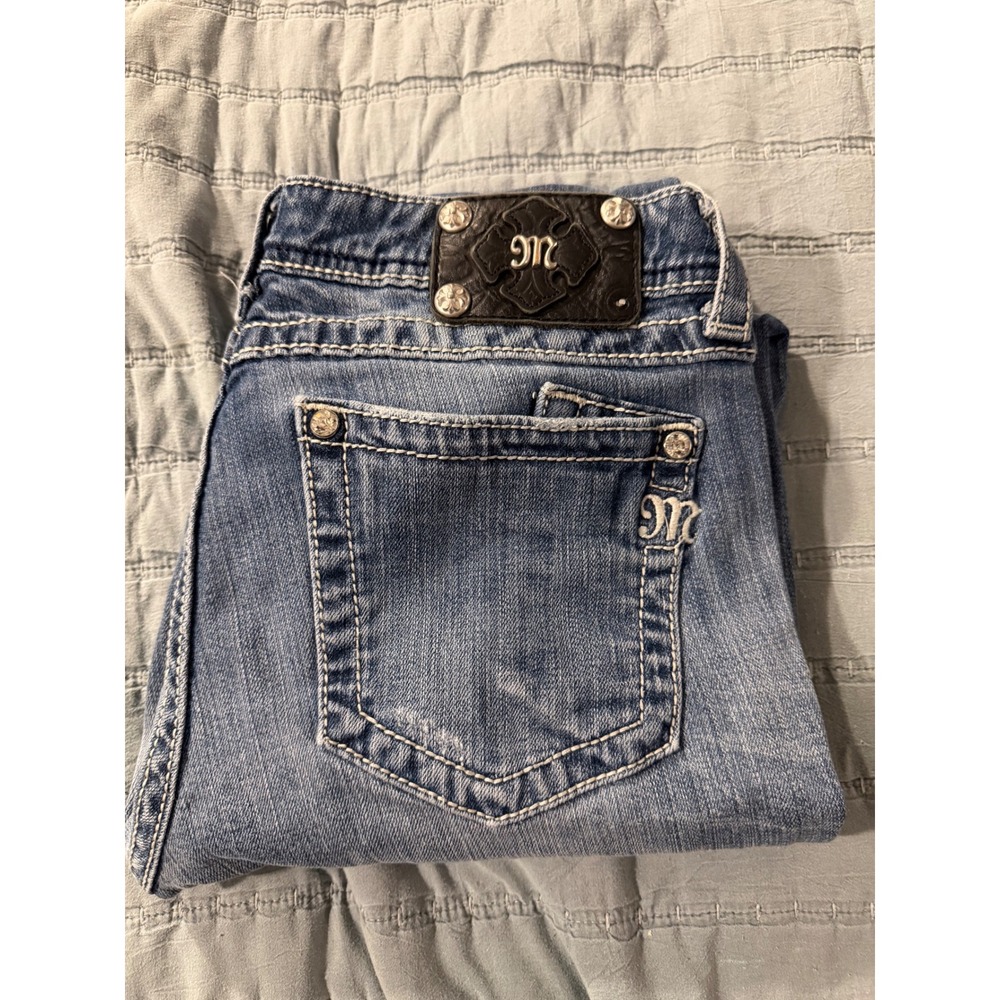 Miss Me Skinny Jeans Womens 31 Medium Wash JP55152SK Embellished Low Rise Blue